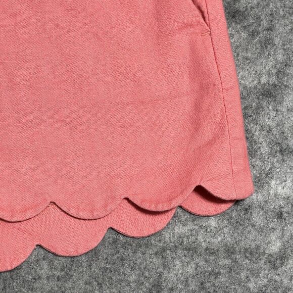 J. Crew Linen Scalloped Chino Shorts Women's 8 Pink Breathable - Picture 9 of 16